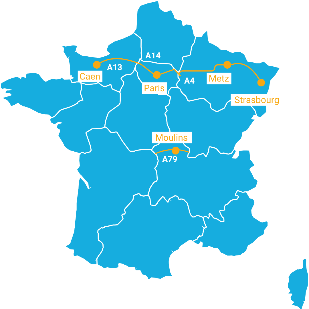 Free flow traffic map of France