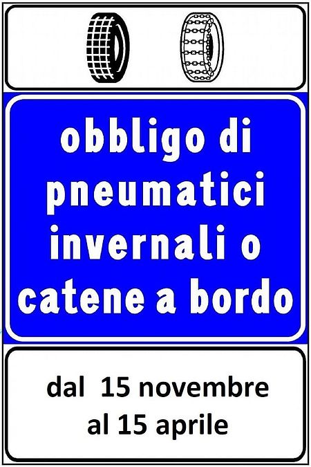 Information panel on winter tyres in Italian