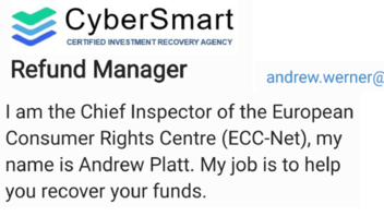 Exemple d'un message de l'usurpateur d'identité