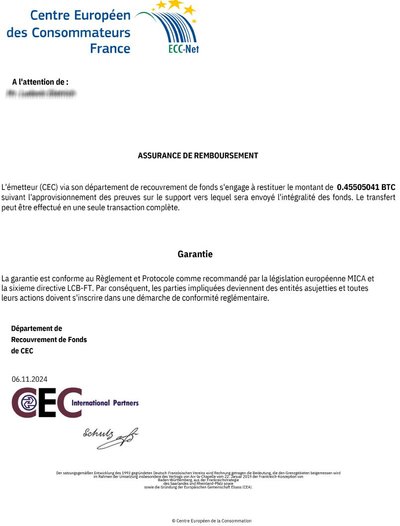 Lettre de garantie frauduleuse