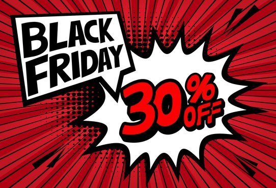 Annonce du Black Friday avec 30% de réduction