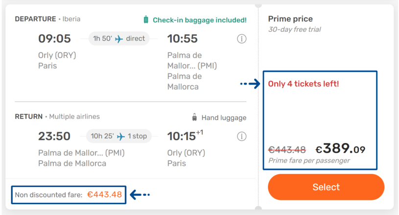 Example of a dark pattern with a hidden subscription